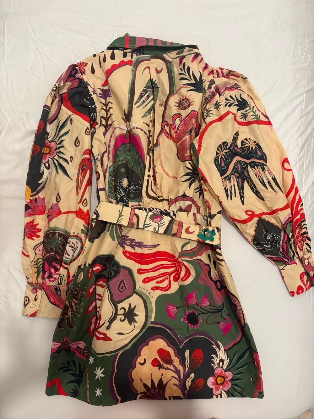 NWT Farm Rio Printed Button-Front Mini Dress with Belt - Picture 4 of 5